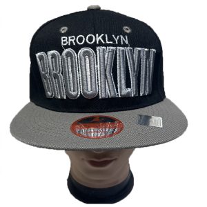 Cap Brookly Gray And Black Snapback Adjustable Hat NEW